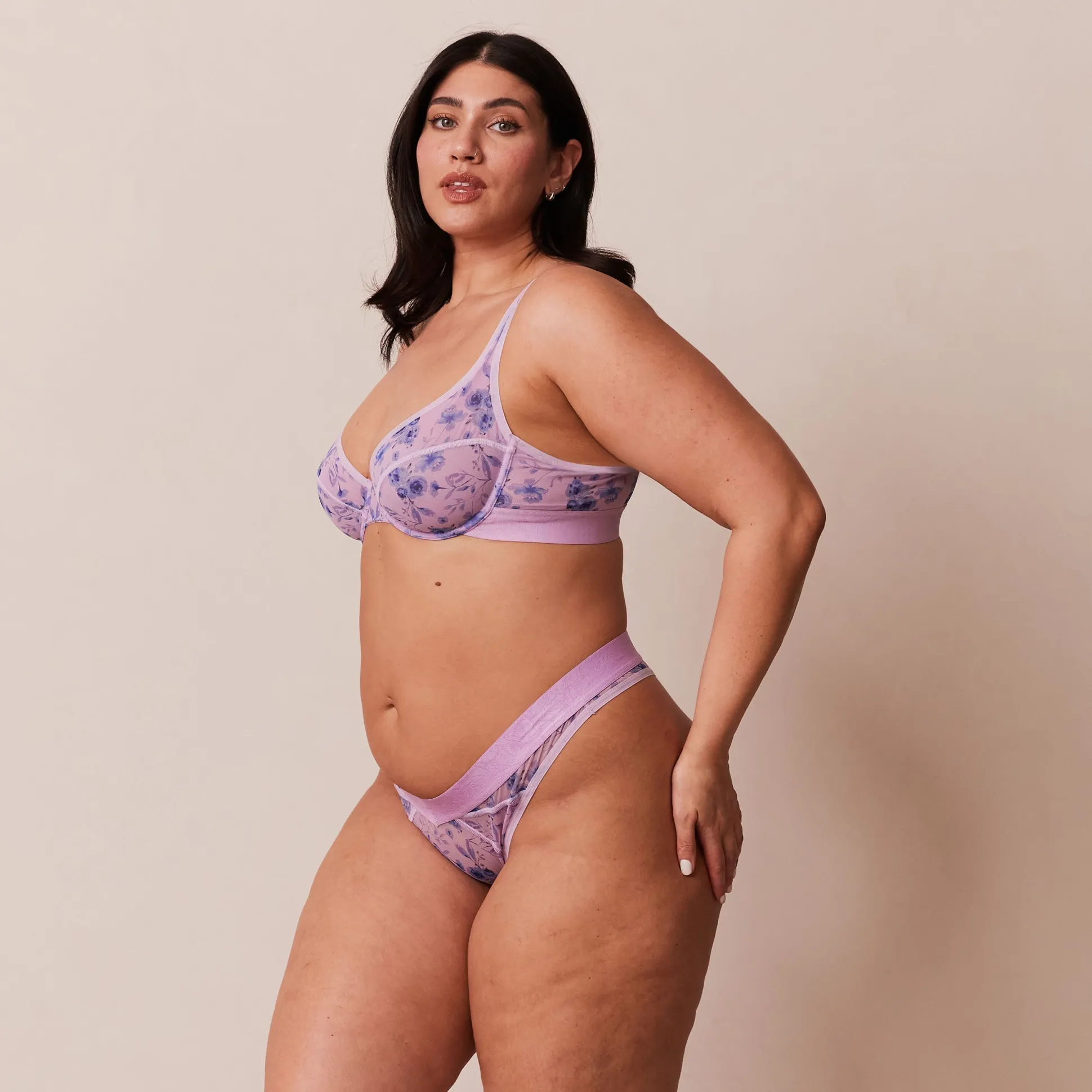 Floral Mesh Balcony Bra