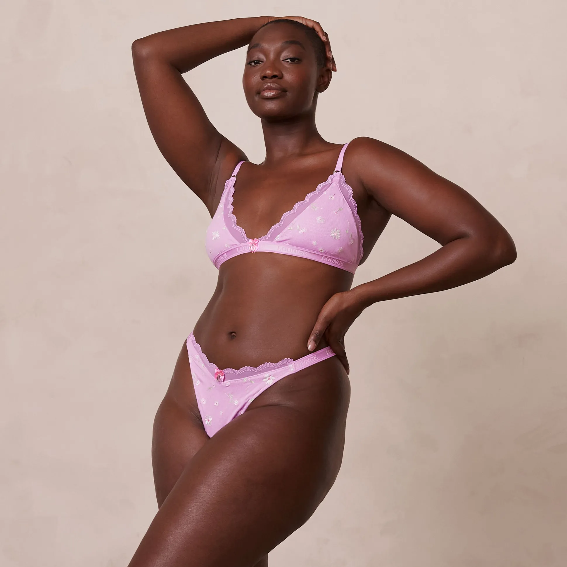 Ribbed Floral Triangle Bra