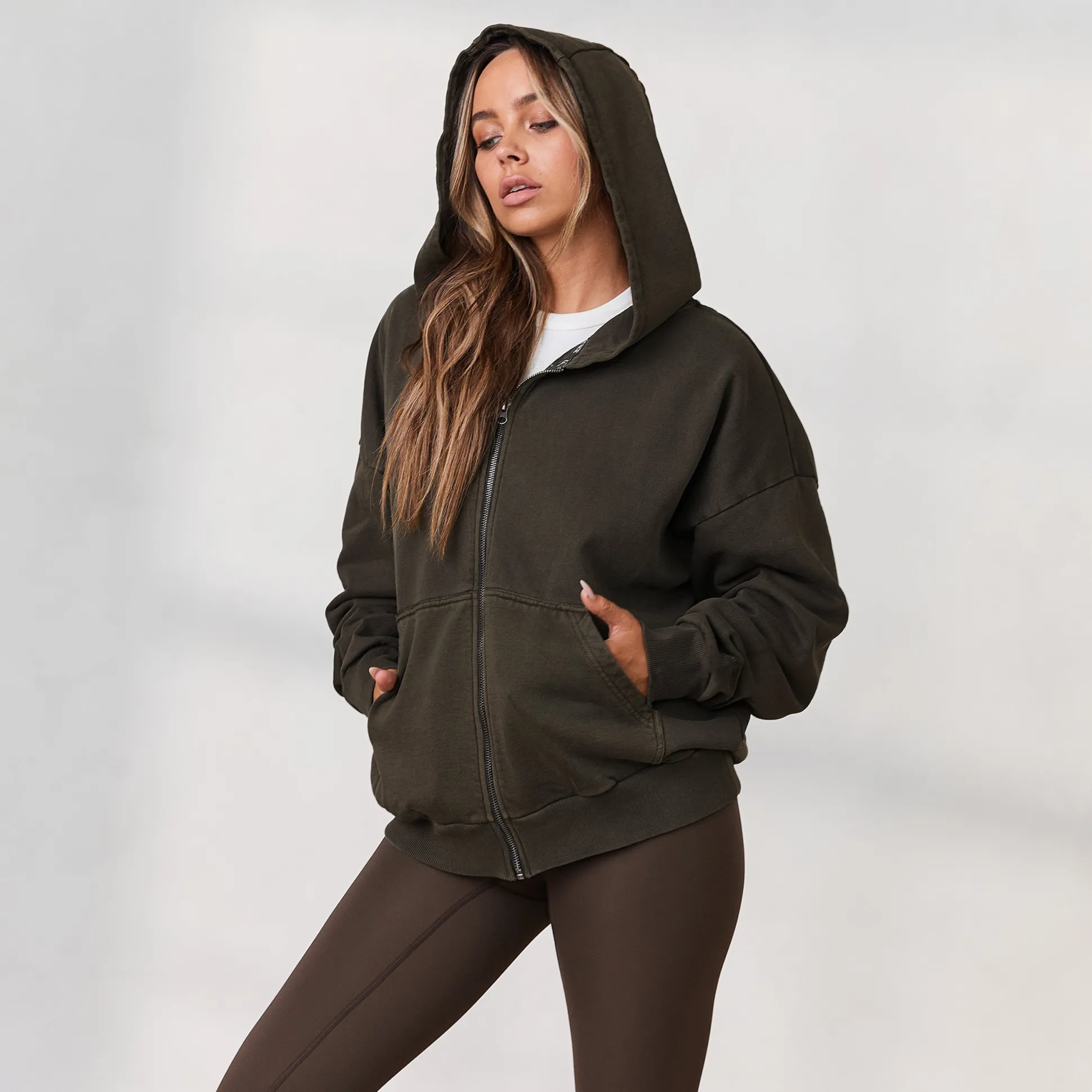 Signature Oversized Zip Up Hoodie