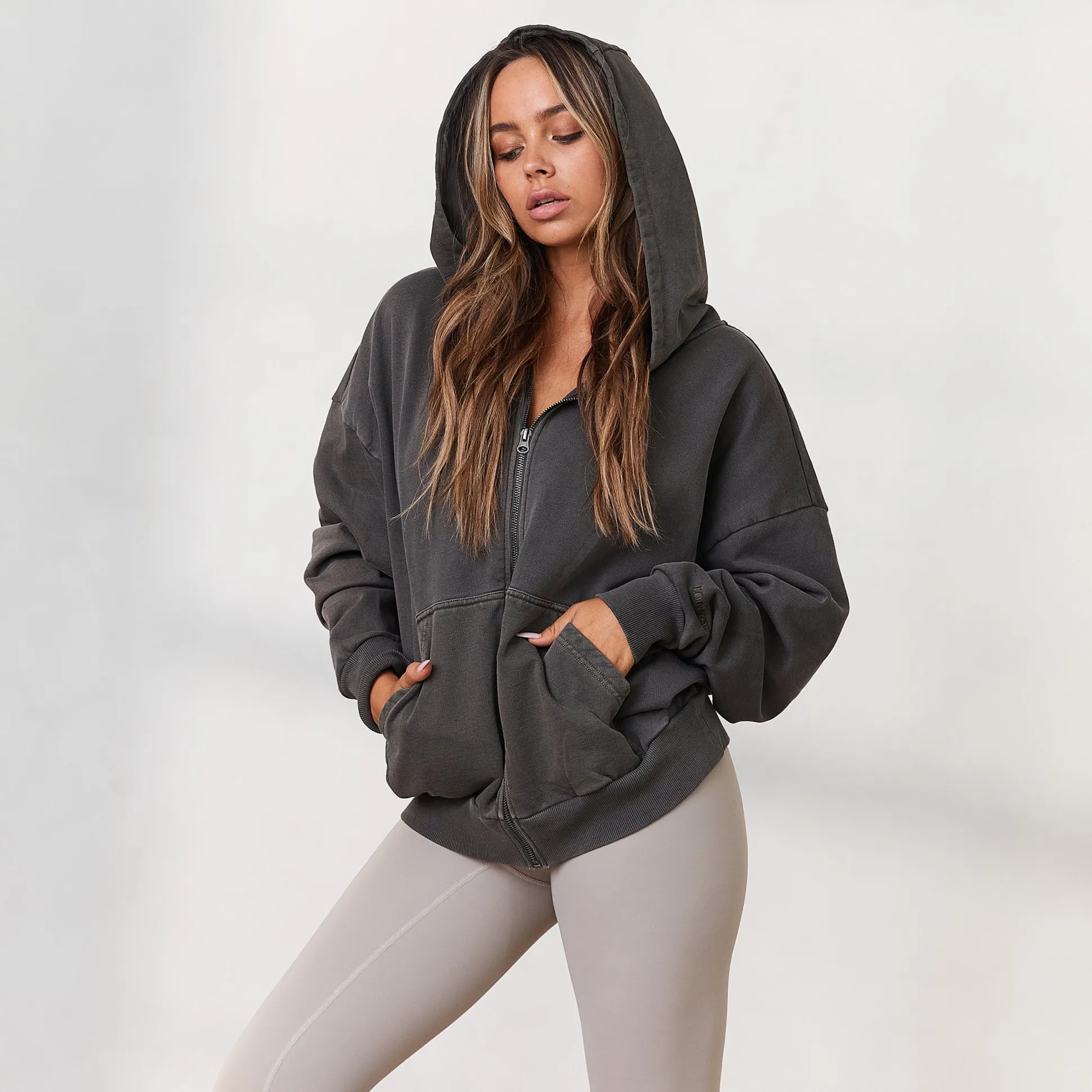 Signature Oversized Zip Up Hoodie