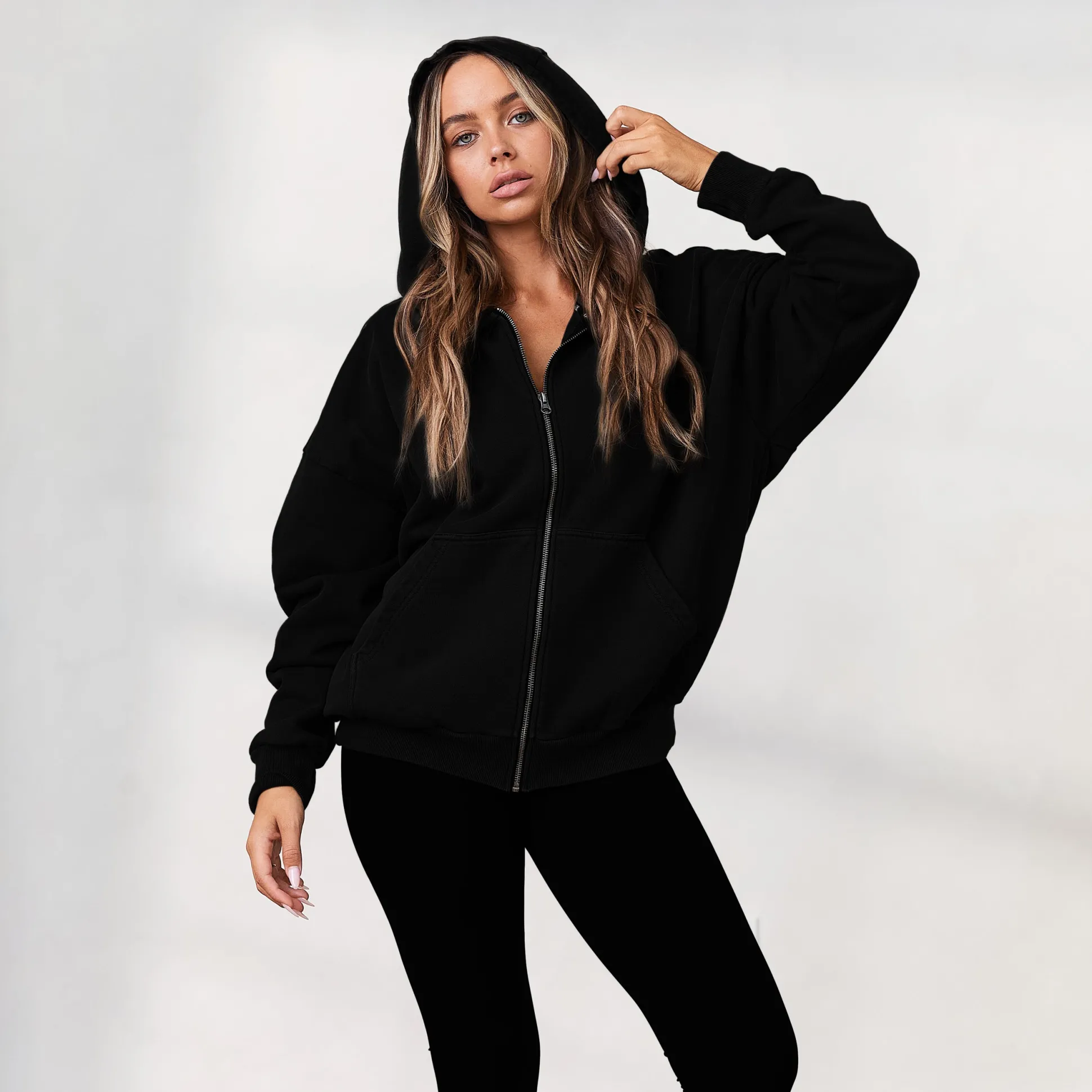 Signature Oversized Zip Up Hoodie