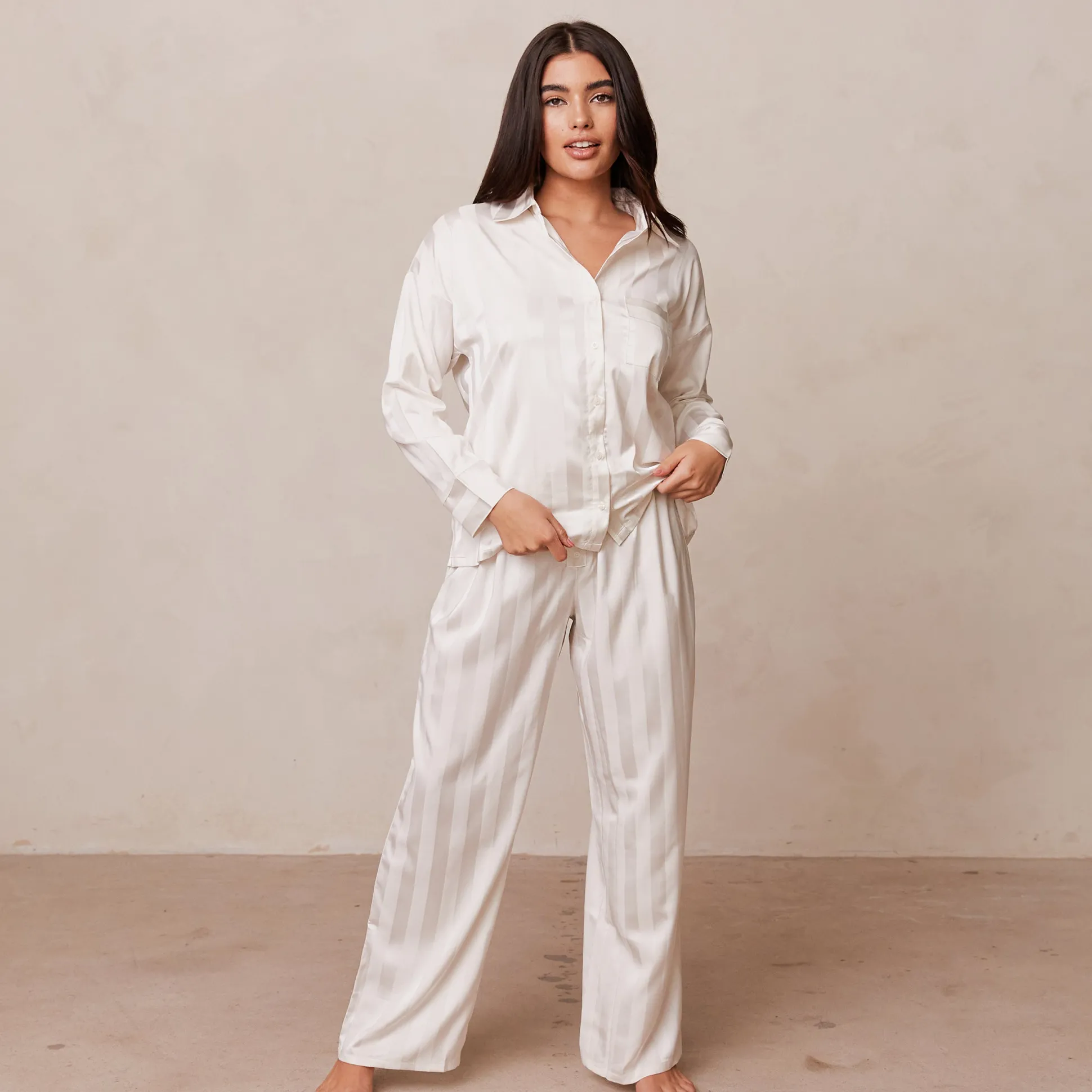 Striped Satin Pyjama Shirt