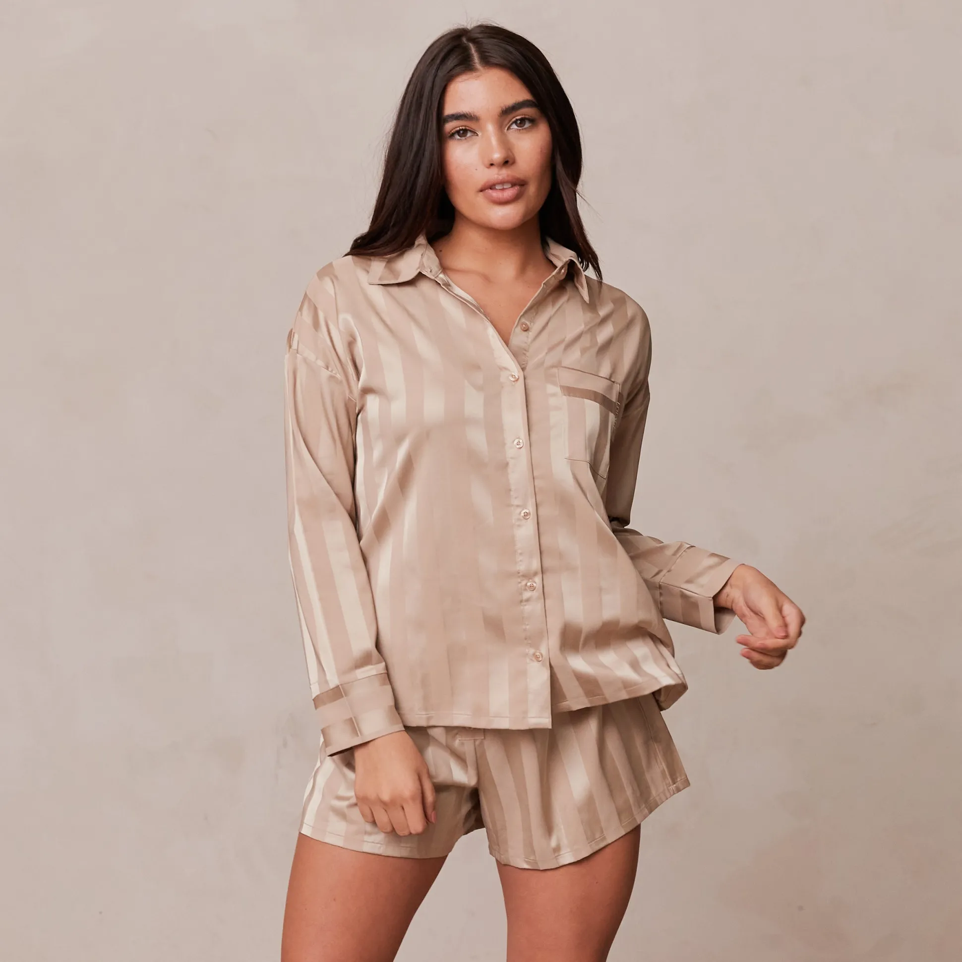 Striped Satin Pyjama Shirt